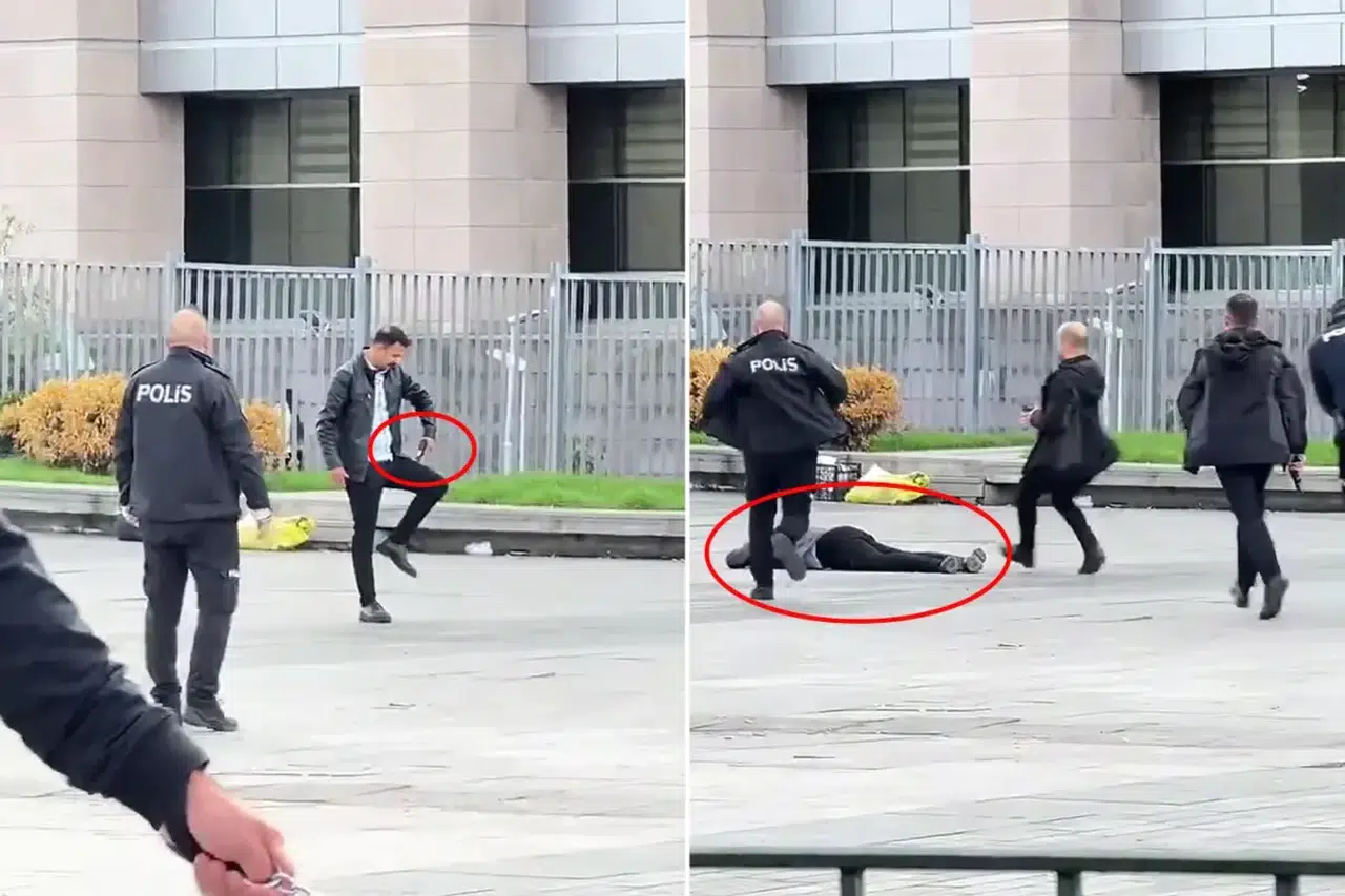 Adliye önünde korkunç anlar! Kendini vurdu, polis müdahale etti – İşte o anlar