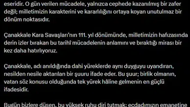 Burhanettin Duran’dan Çanakkale Mesajı