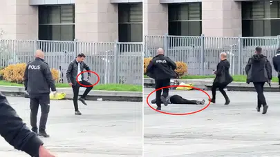 Adliye önünde korkunç anlar! Kendini vurdu, polis müdahale etti – İşte o anlar