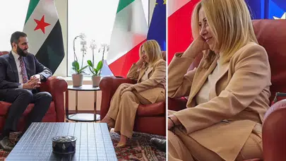 Meloni’nin Şara’ya attığı bakış olay oldu: Diplomasi değil adeta flört havası!