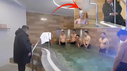 Kuzey Kore’de görülmemiş anlar! Kim Jong-un termal havuzda işçileri bastı