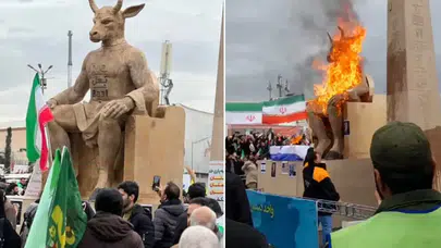 İran Sokaklarında “Baal” Kuklası Ateşe Verildi, İsrail’e Tepki Gösterildi