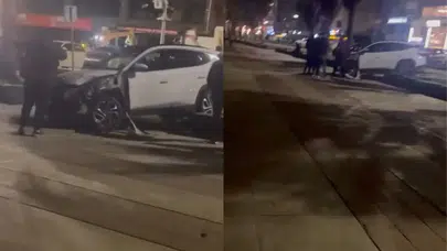 Fren Yerine Gaza Bastı: Araç Yaya Yoluna Savruldu, Facianın Eşiğinden Dönüldü