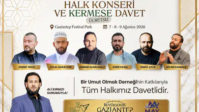 Gaziantep Festival Park'ta ücretsiz halk konseri ve hayır çarşısı düzenlenecek