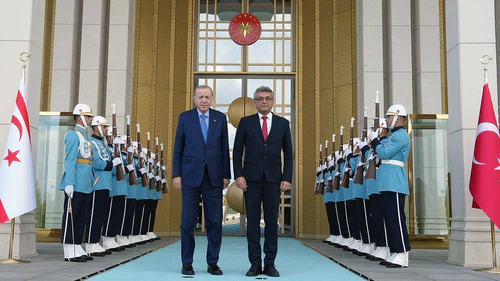 Cumhurbaşkanı Erdoğan, KKTC Cumhurbaşkanı Erhürman ile bir araya geldi