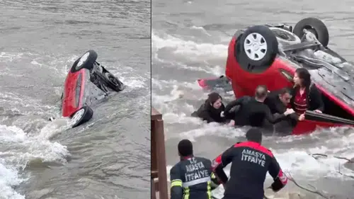 Amasya’da Feci Kaza: Otomobil Köprüden Nehre Düştü, Anne ve Kızı Kurtarıldı