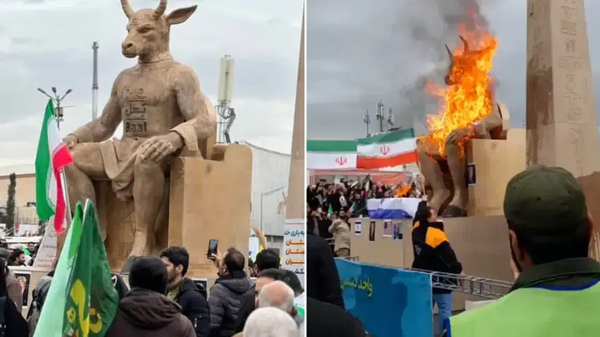 İran Sokaklarında “Baal” Kuklası Ateşe Verildi, İsrail’e Tepki Gösterildi