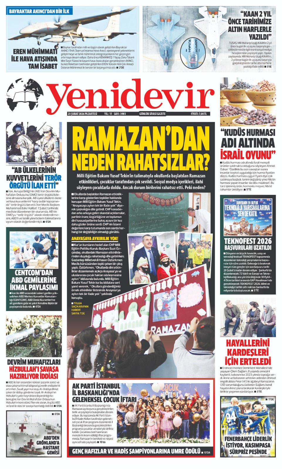 https://www.yenidevirgazetesi.com/23 ŞUBAT 2026 PAZARTESİ