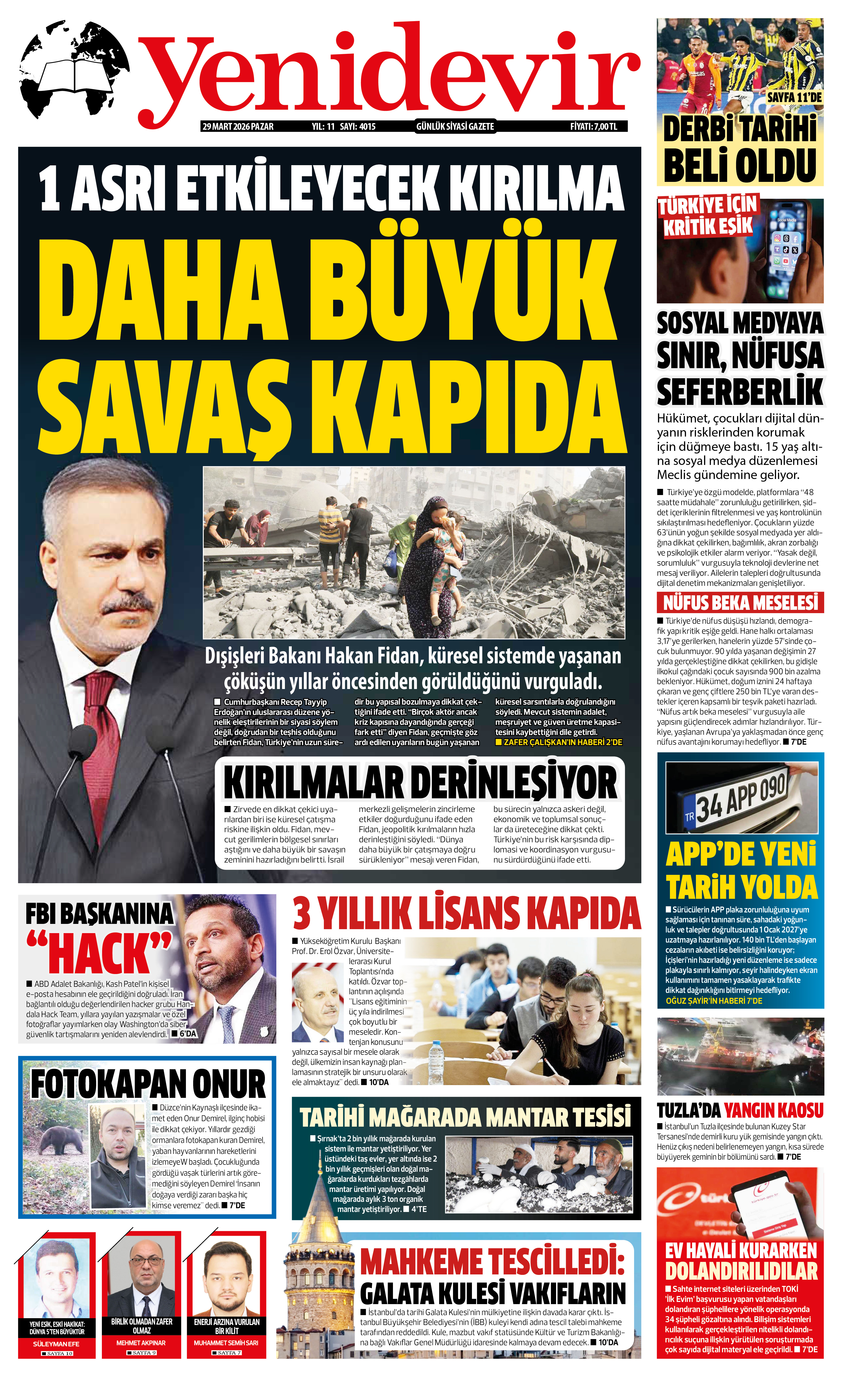 https://www.yenidevirgazetesi.com/29 MART 2026 PAZAR
