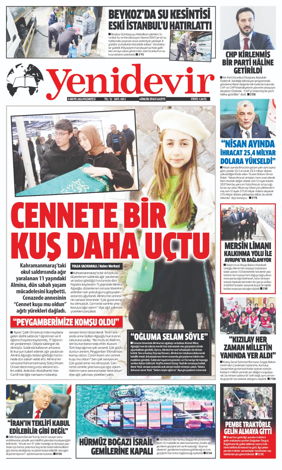 https://www.yenidevirgazetesi.com/4 MAYIS 2026 PAZARTESİ