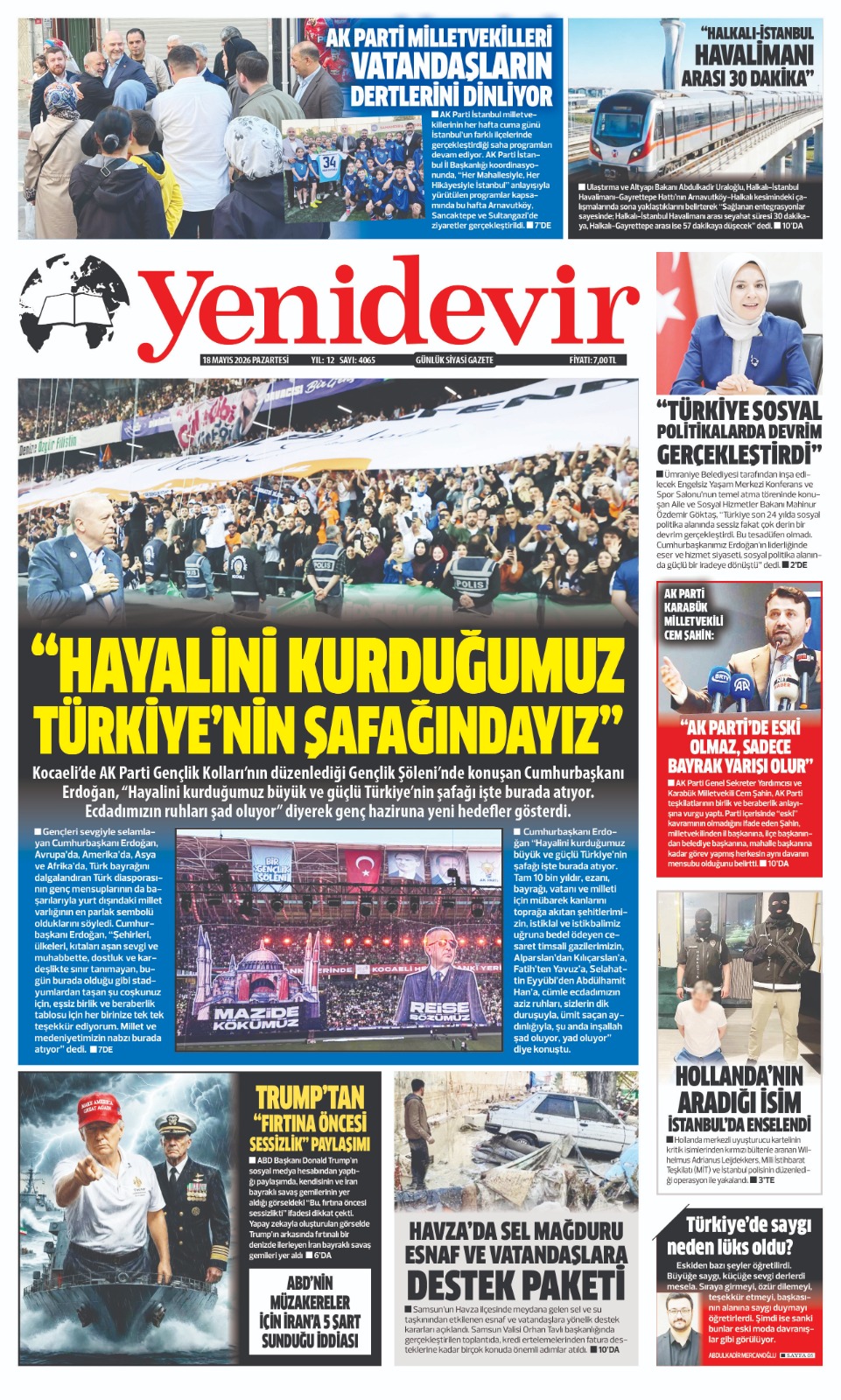 https://www.yenidevirgazetesi.com/18  MAYIS 2026 PAZARTESİ