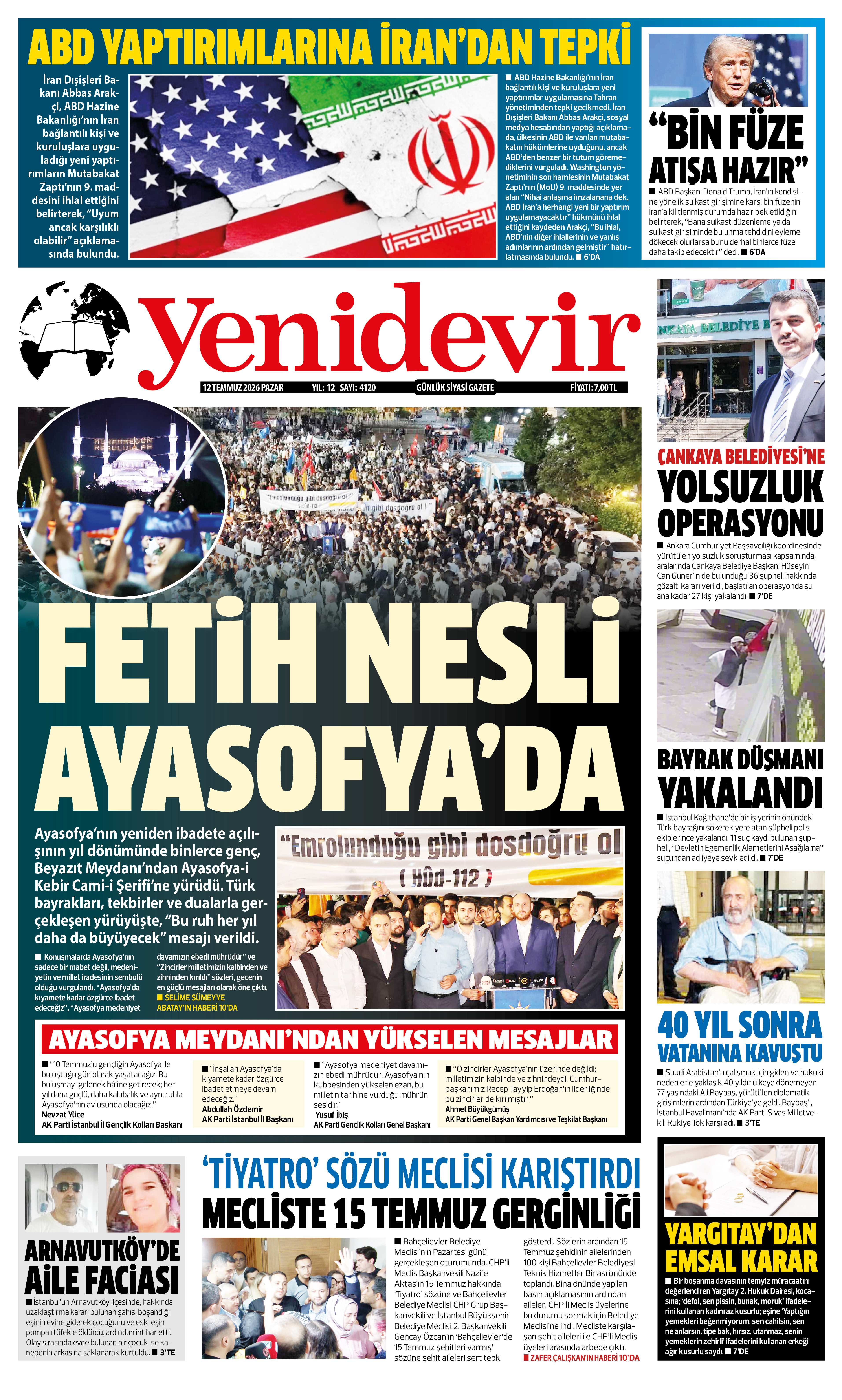https://www.yenidevirgazetesi.com/12 TEMMUZ 2026 PAZAR