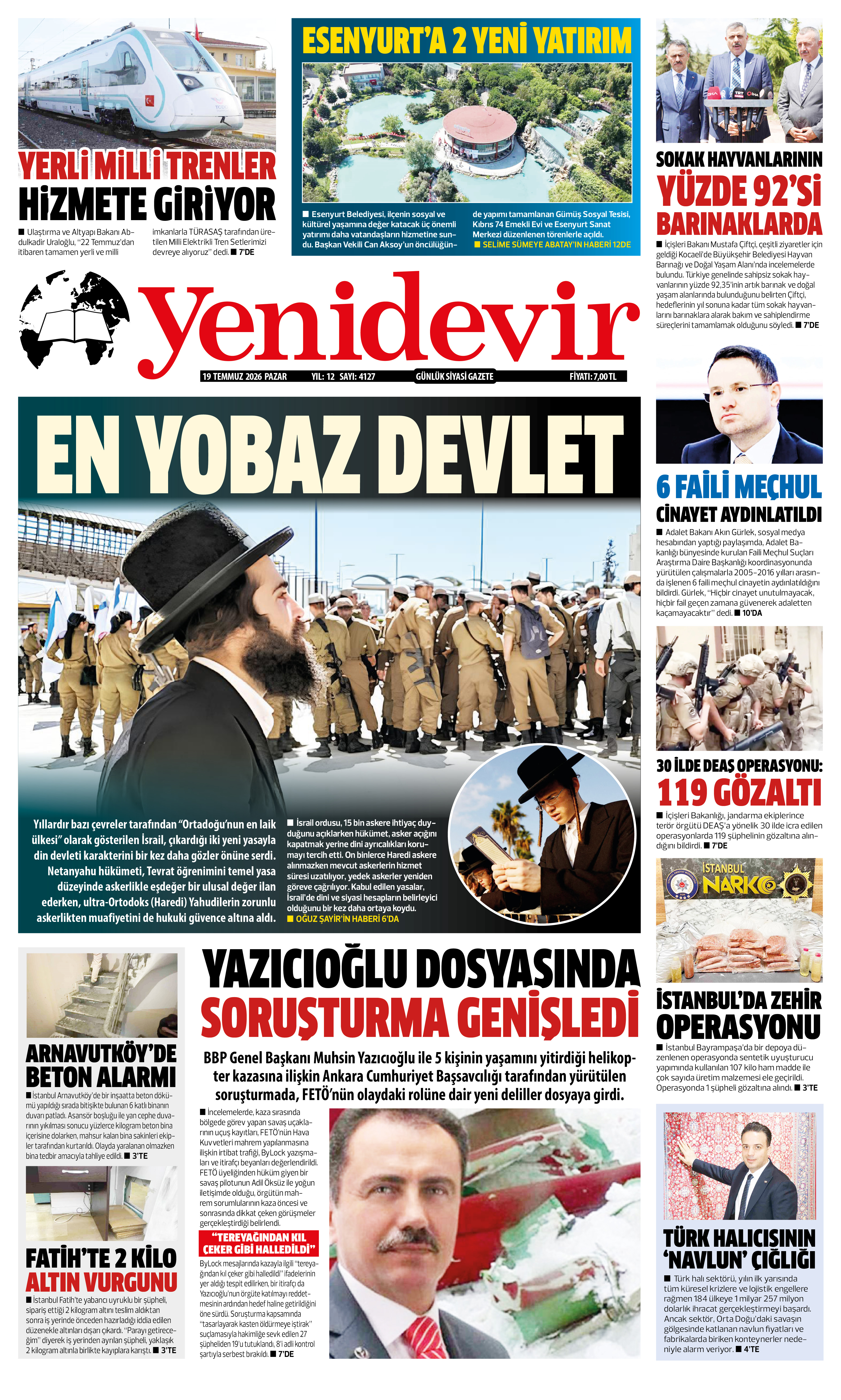 https://www.yenidevirgazetesi.com/19 TEMMUZ 2026 PAZAR