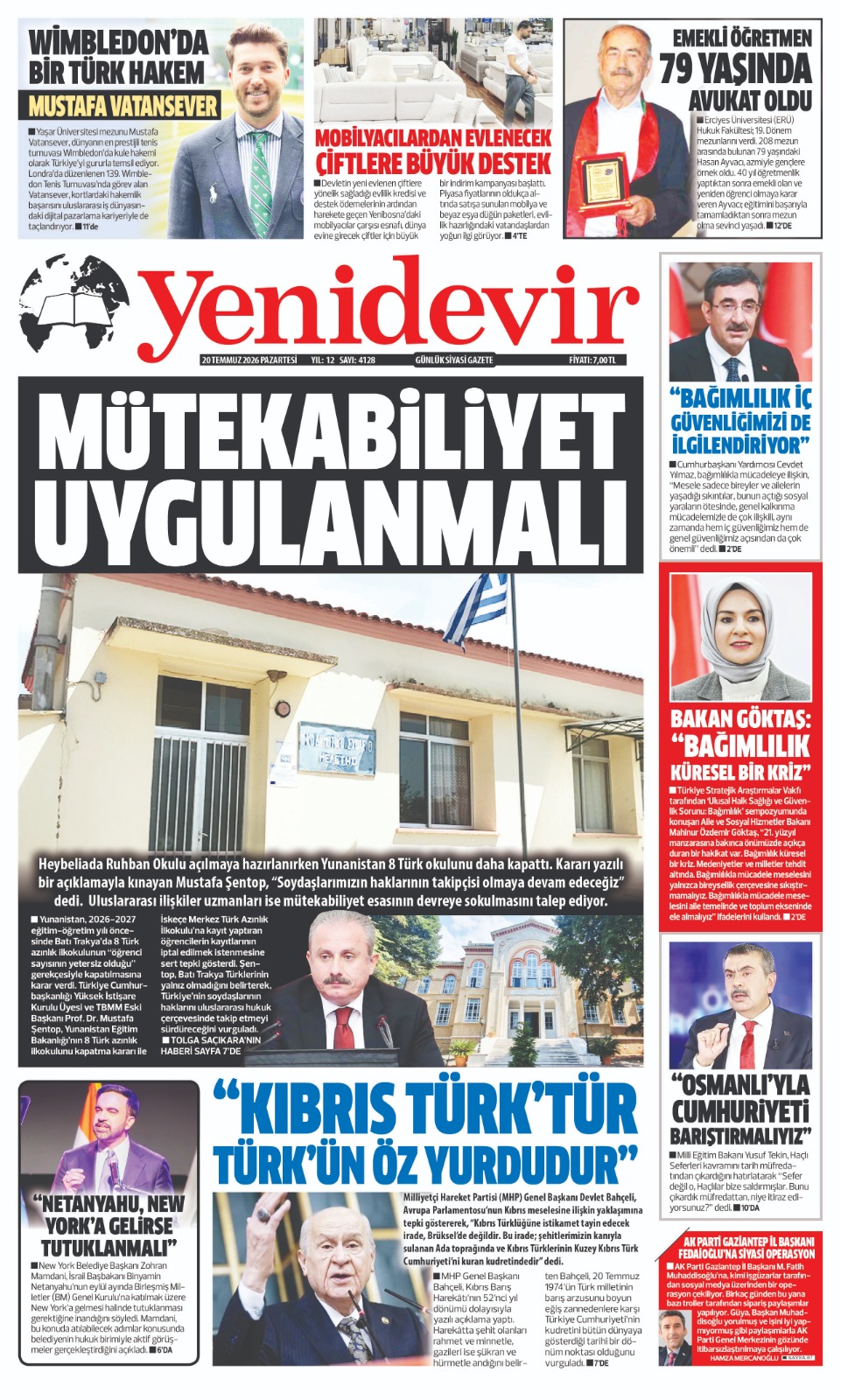 https://www.yenidevirgazetesi.com/20 TEMMUZ 2026 PAZARTESİ