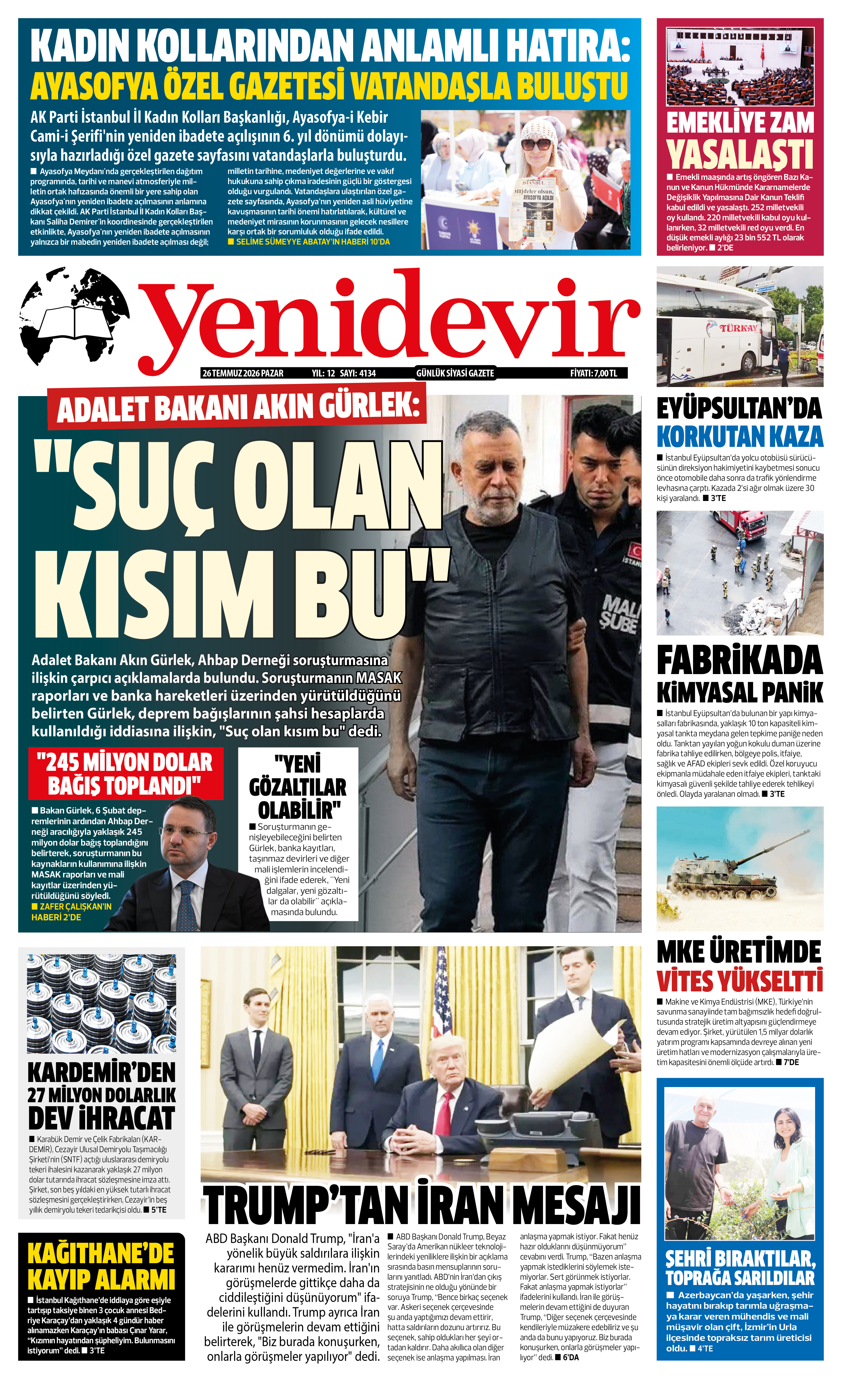 https://www.yenidevirgazetesi.com/26 TEMMUZ 2026 PAZAR