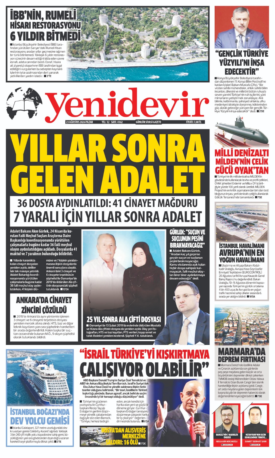 https://www.yenidevirgazetesi.com/23 AĞUSTOS 2026 PAZAR